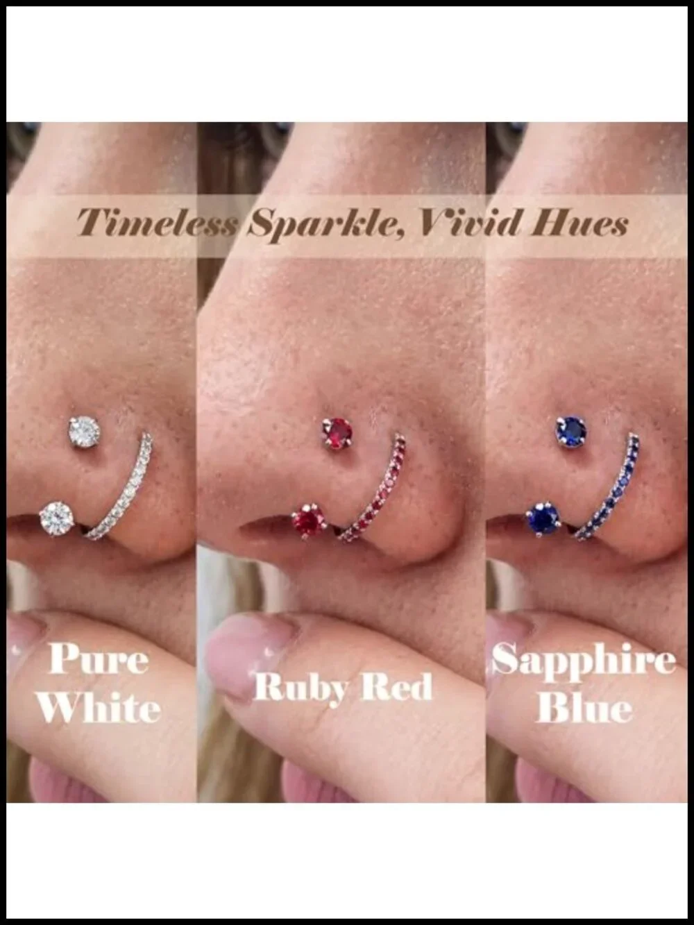 2-in-1 G23 Solid Titanium Nose Rings Set 20G 6mm 8mm Hypoallergenic